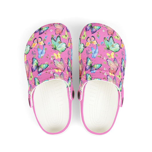 Kid's Foam Clogs - Butterflies - Bubblegum