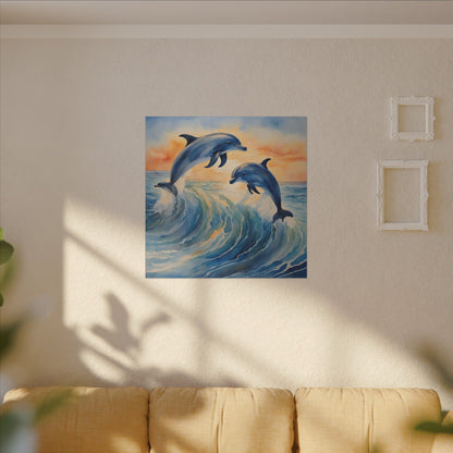 Matte Wall Canvas - Dolphins - Neptune's Nursery Collection