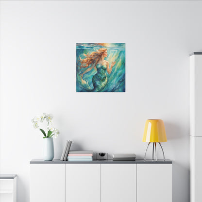 Matte Wall Canvas - Golden Mermaid - Neptune's Nursery Collection