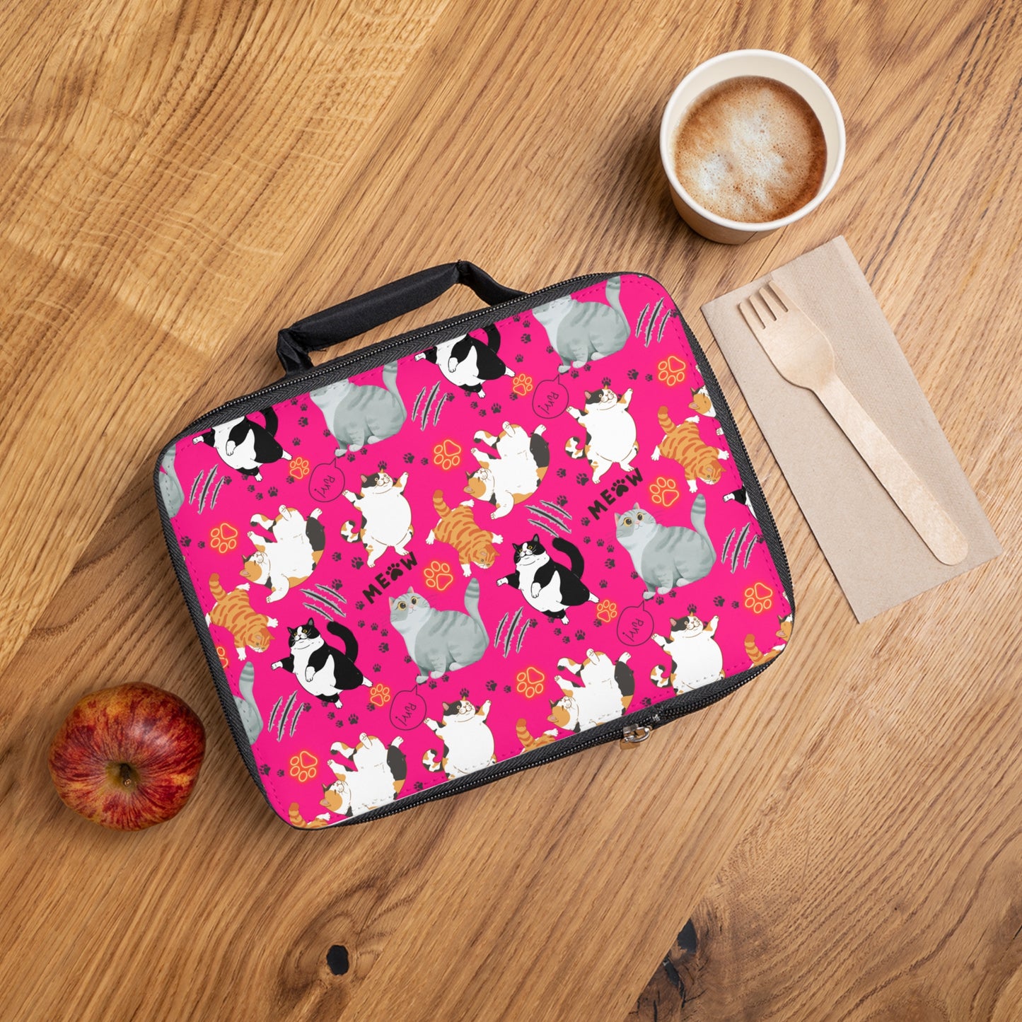 Lunch Bag - Fat Cat - Hot Pink