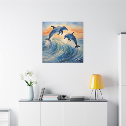 Matte Wall Canvas - Dolphins - Neptune's Nursery Collection