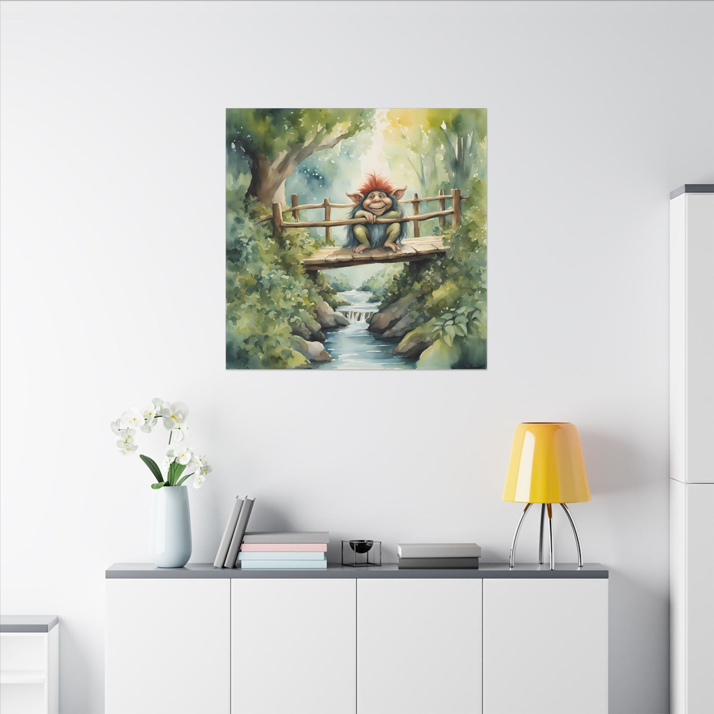 Matte Wall Canvas - Troll on the Bridge - Storybook Dreams Collection