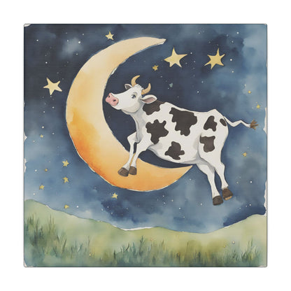 Matte Wall Canvas - Cow Jumped Over the Moon - Nursery Rhymes Collection