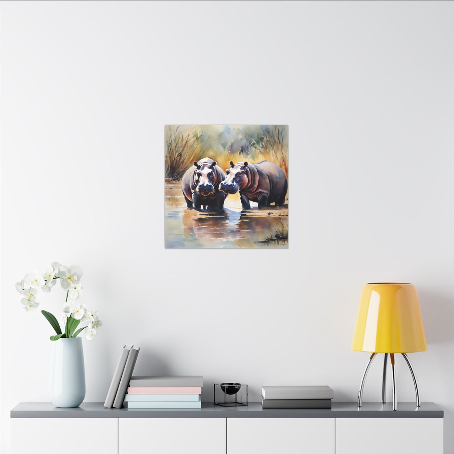 Matte Wall Canvas - Hippos - African Safari Collection