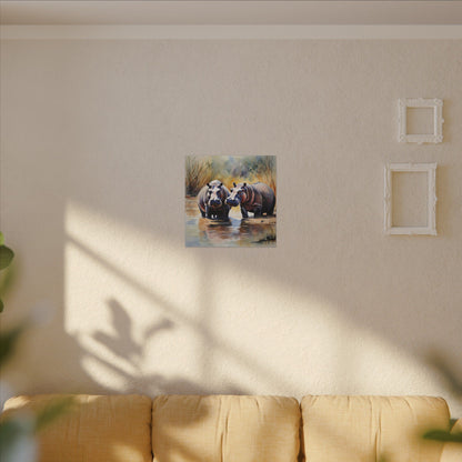 Matte Wall Canvas - Hippos - African Safari Collection