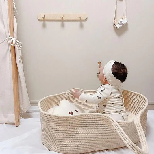 European Style Cotton Rope Baby Crib Basket