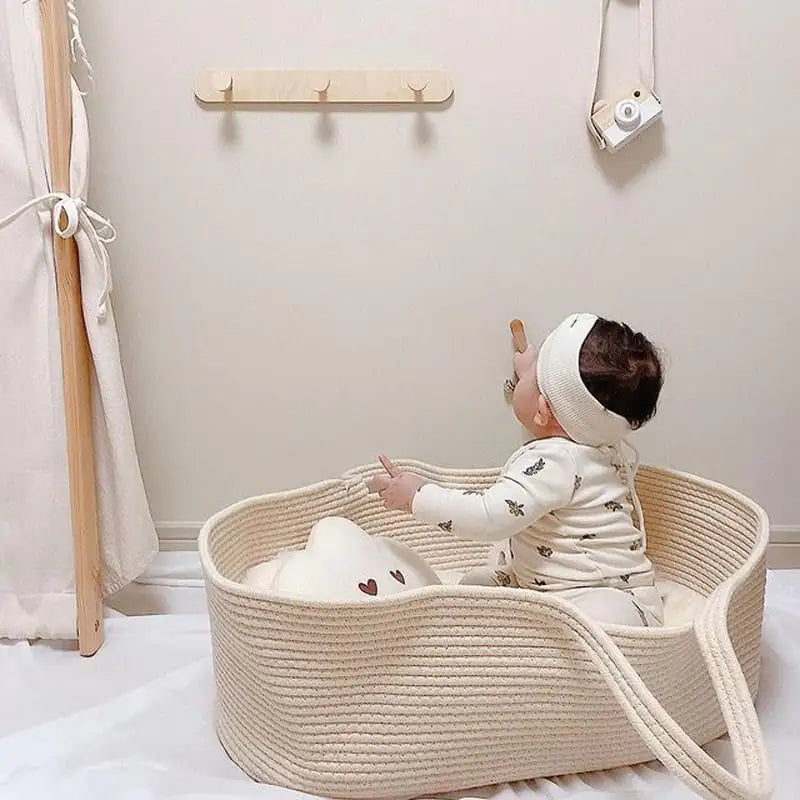 European Style Cotton Rope Baby Crib Basket